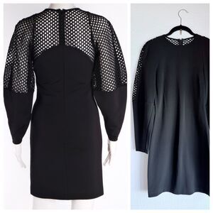 NWOT Stella McCartney Rattan Lace Back Barrel Sleeve Mini Dress in Black Sz 4-6